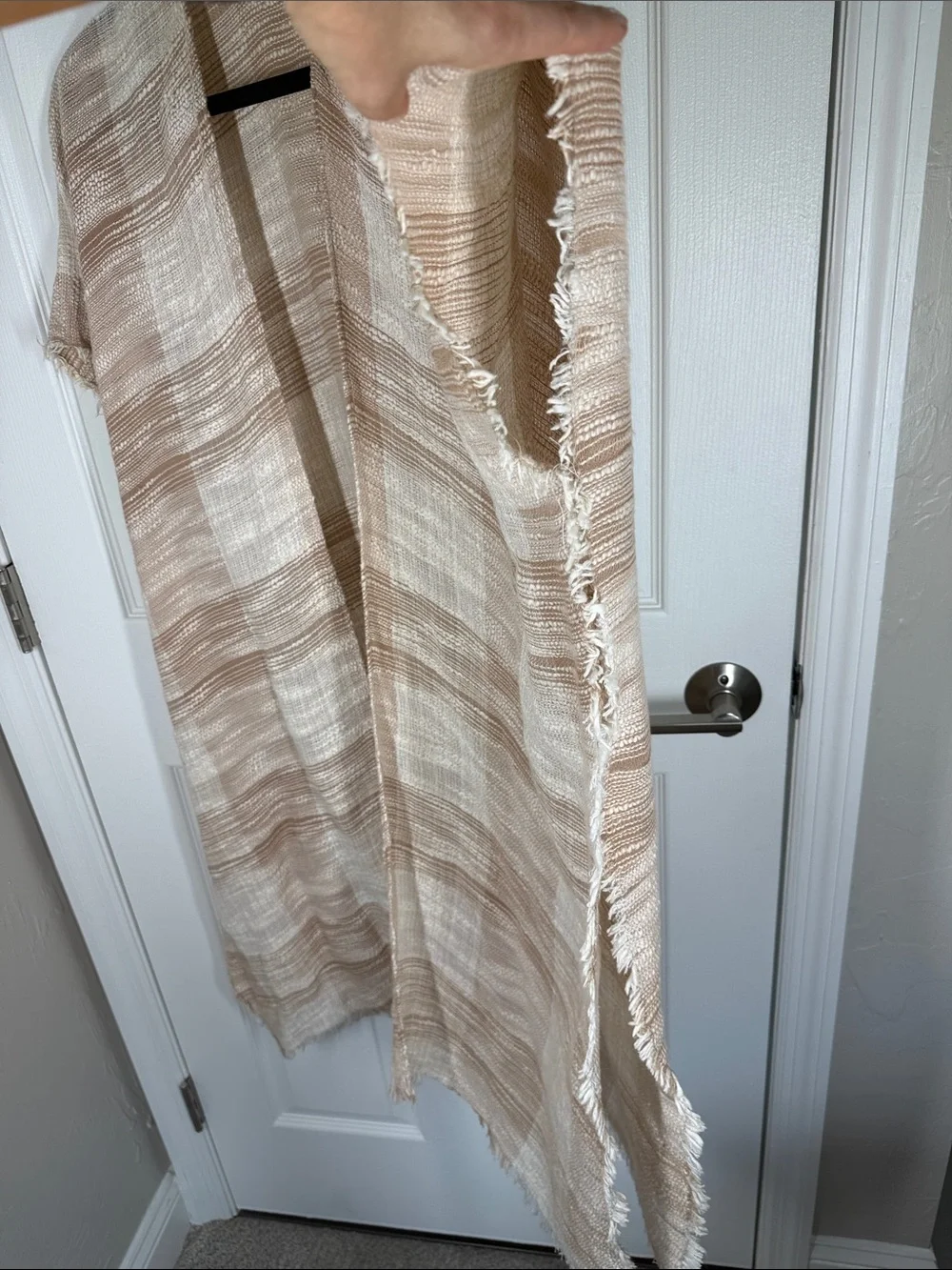 Free People Beige and Cream Striped Shawl kimono style top